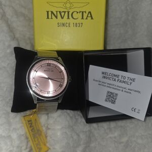Invicta Pink Dial with Gold Band Watch Perfect Valentines Gift!!